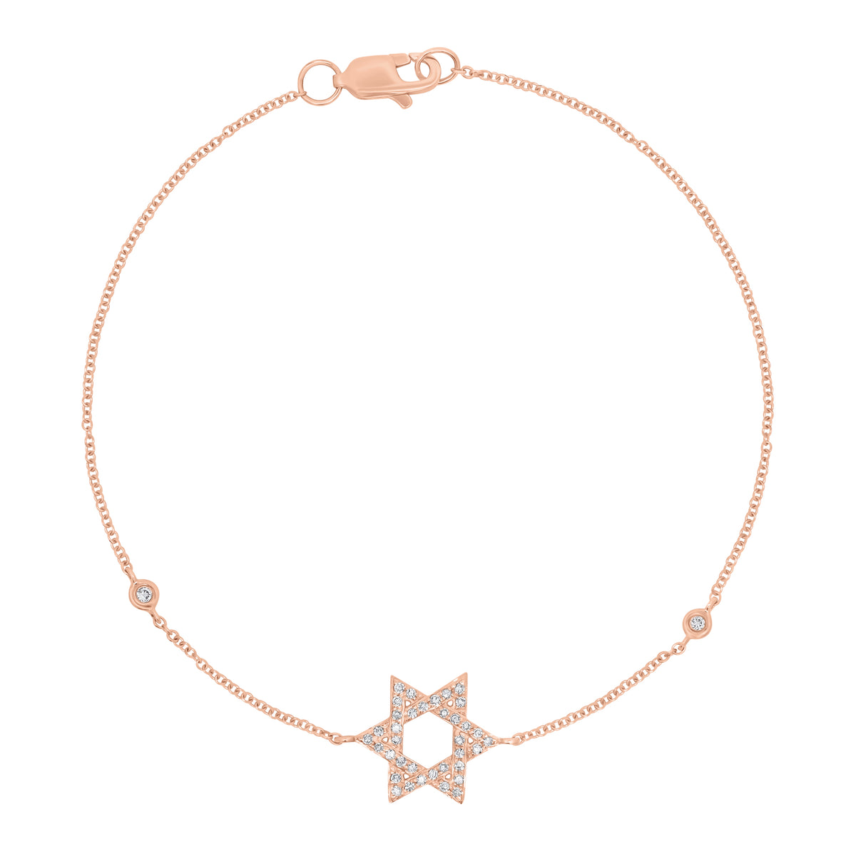 Diamond Star of David Bracelet with Diamond Bezels