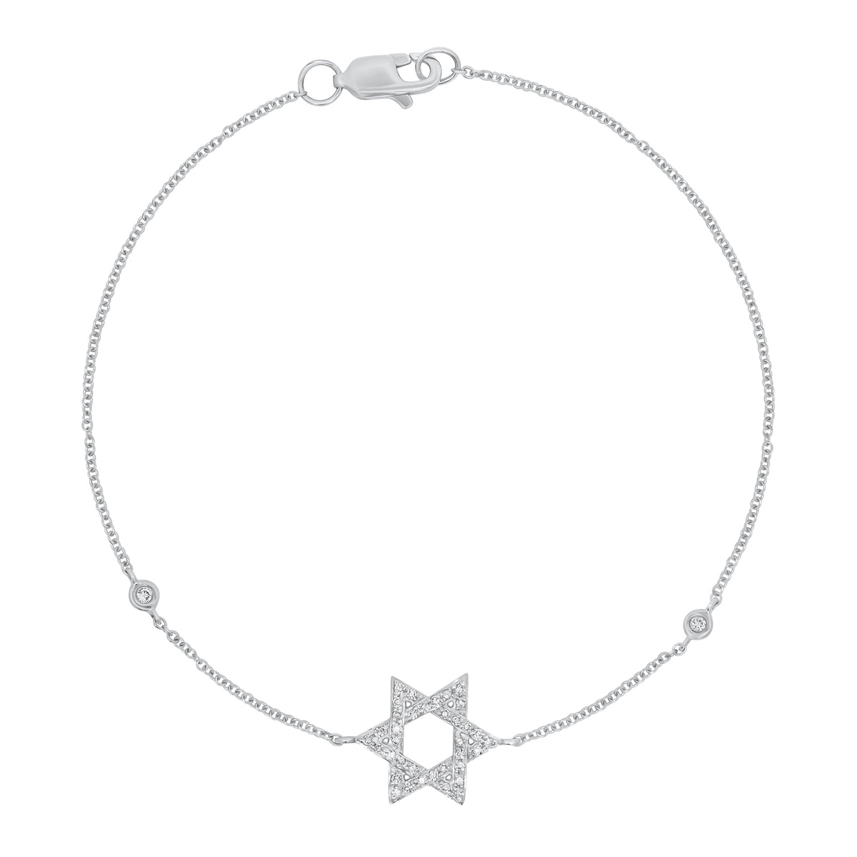 Diamond Star of David Bracelet with Diamond Bezels