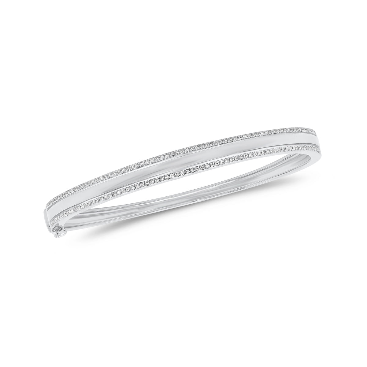Diamond Boarder Bangle - 14K gold weighing 12.02 grams - 150 round diamonds weighing 0.40 carats
