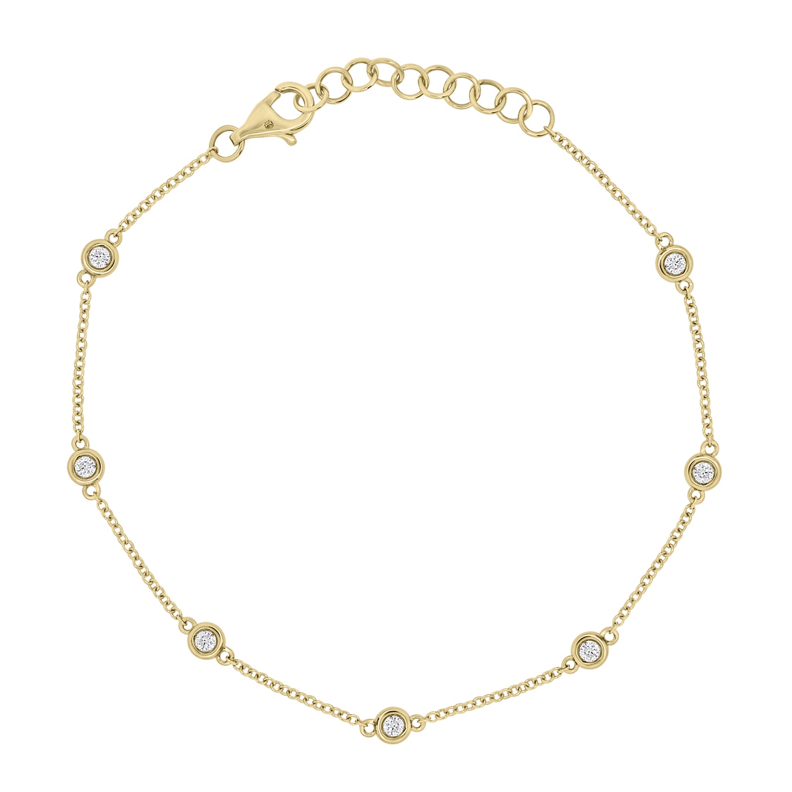 Diamond by the Yard 7- Stone Bracelet -14K gold weighing 1.71 grams  - 7 round diamonds weighing 0.22 carats