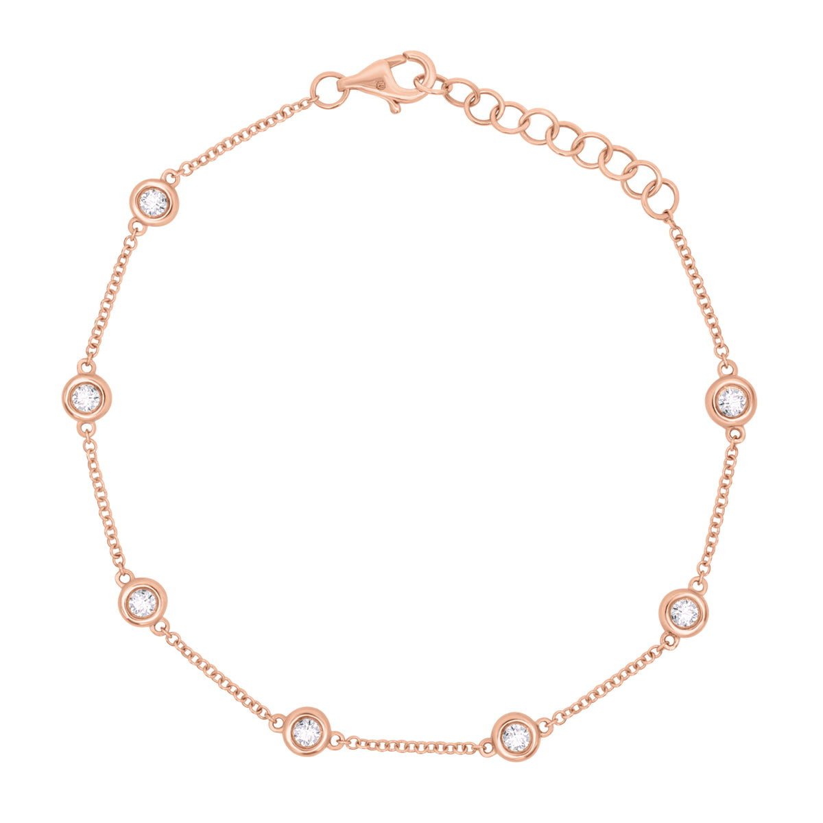 Diamond by the Yard 0.35 ct Bracelet - 14K gold weighing 2.07 grams - 7 round diamonds weighing 0.35 carats