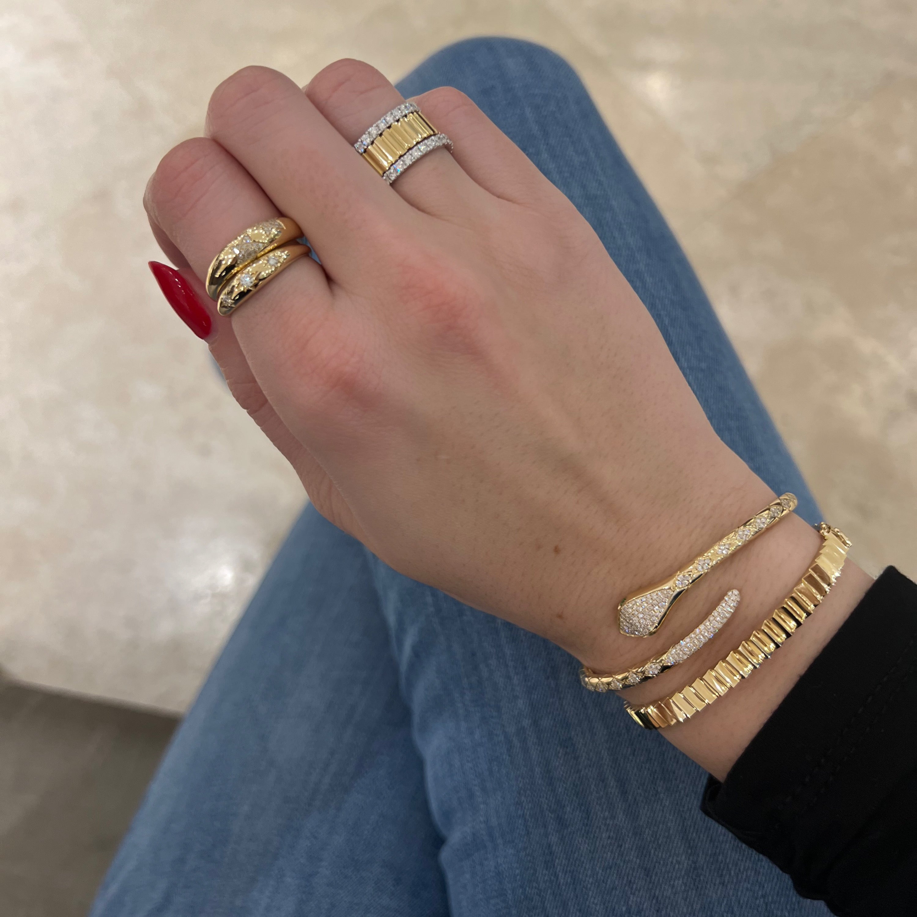 Gold Spike Bangle Bracelet - Nuha Jewelers