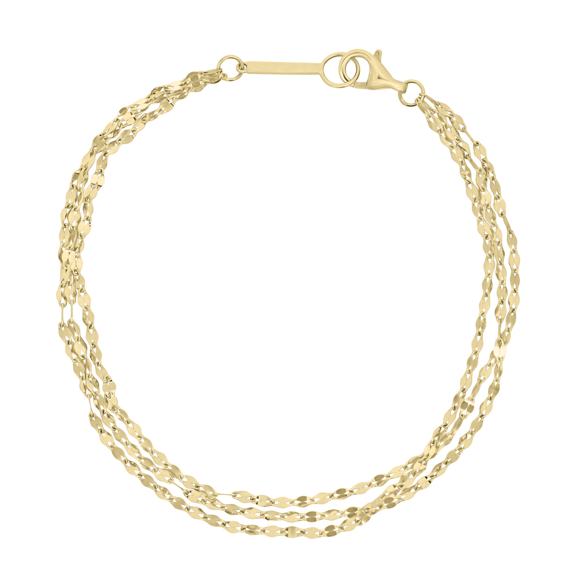 Gold triple dapped chain bracelet 
- 14K gold weighing 1.51 grams
