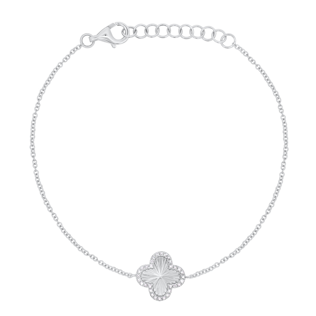 Diamond simple clover bracelet - 14K gold weighing 1.66 grams  - 36 round diamonds weighing 0.09 carats