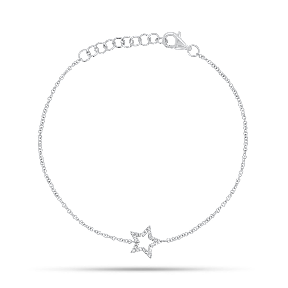 Diamond Cutout Star Fashion Bracelet - 14K gold weighing 1.14 grams - 25 round diamonds weighing 0.06 carats