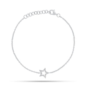 Diamond Cutout Star Fashion Bracelet - 14K gold weighing 1.14 grams - 25 round diamonds weighing 0.06 carats