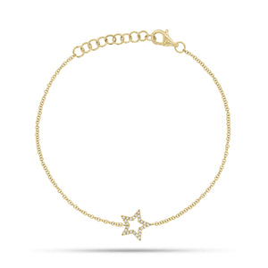Diamond Cutout Star Fashion Bracelet - 14K gold weighing 1.14 grams  - 25 round diamonds weighing 0.06 carats