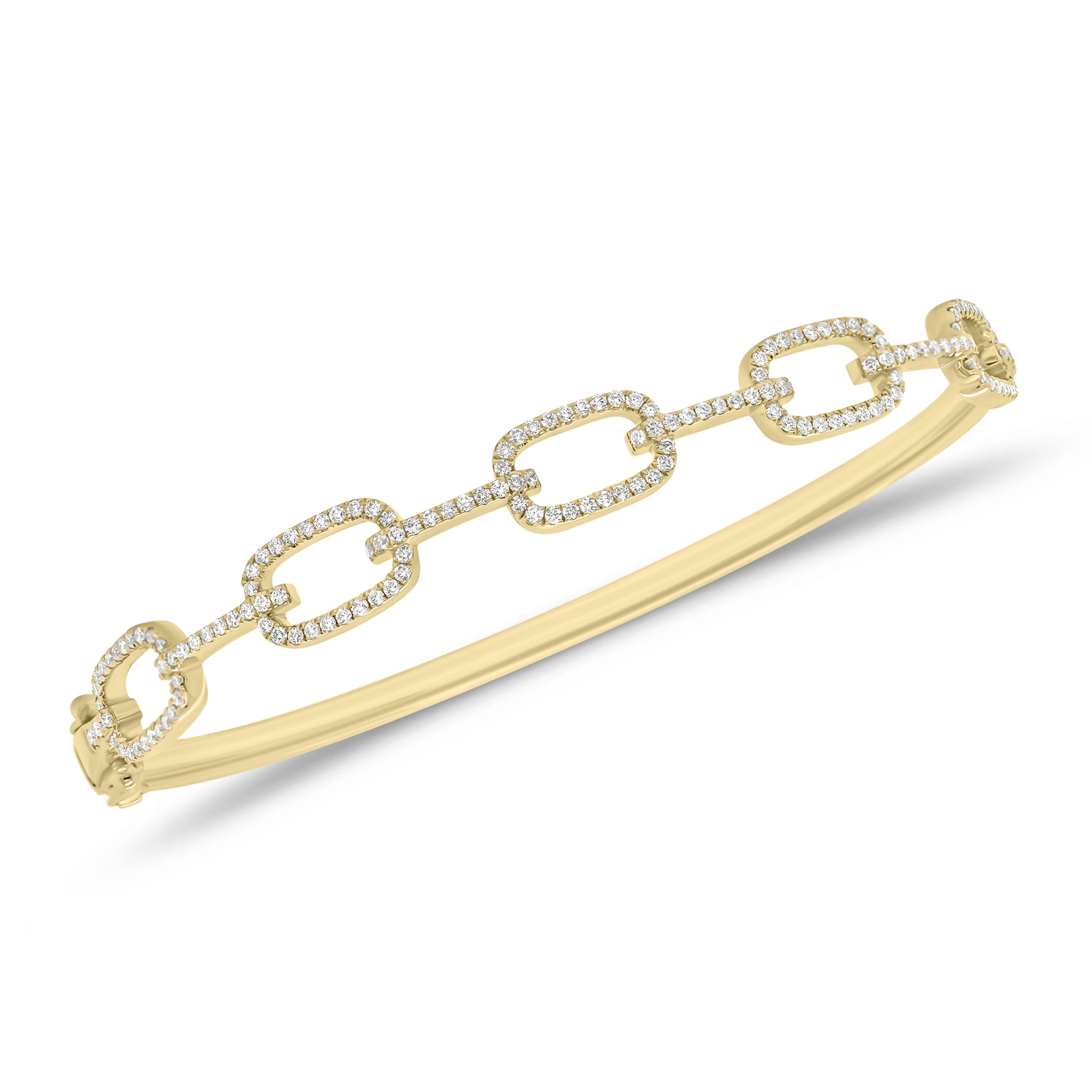 Diamond Mod Link Bangle Bracelet - 14K gold weighing 10.11 grams  - 160 round diamonds weighing 0.56 carats
