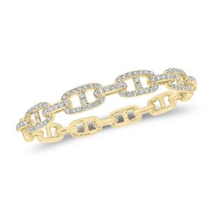 Diamond Tri-Link Bangle Bracelet - 14K gold weighing 20.31 grams  - 106 round diamonds weighing 2.48 carats