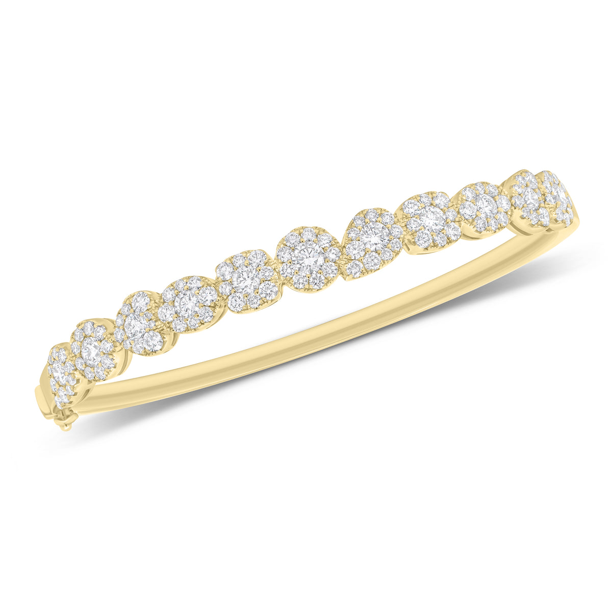 Diamond Multi-Shape Halo Bangle Bracelet