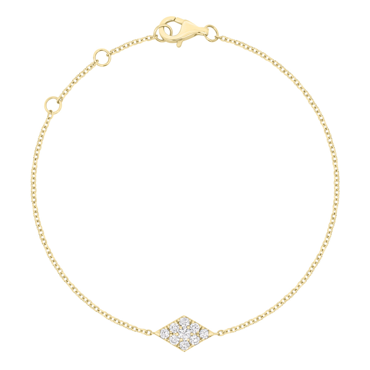 Diamond Shape Fashion Bracelet - 18K gold weighing 1.53 grams- 9 round diamonds weighing 0.25 carats