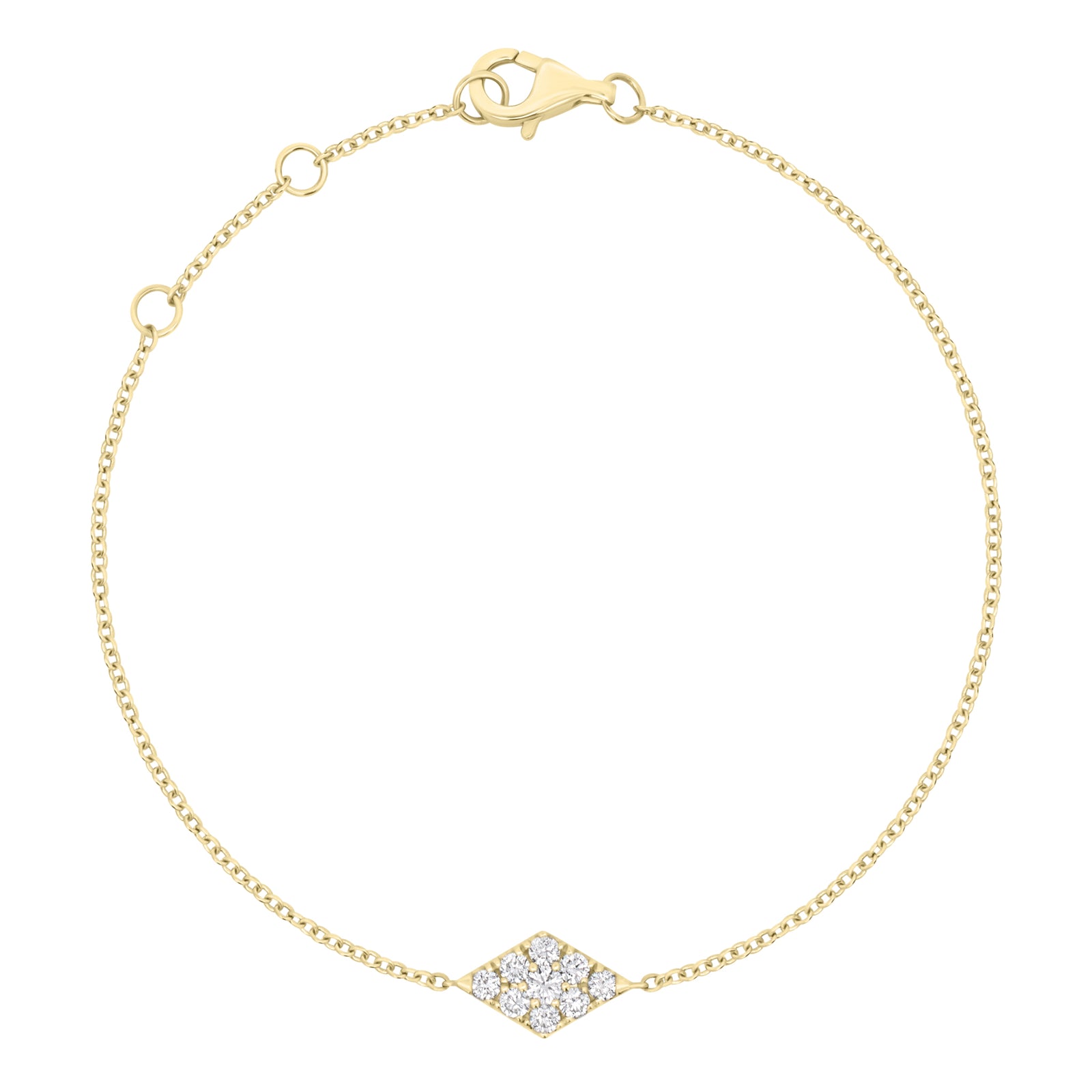 Diamond Shape Fashion Bracelet - 18K gold weighing 1.53 grams- 9 round diamonds weighing 0.25 carats