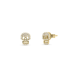 Diamond Skull Cutout Stud Earrings - 14K gold weighing 1.36 grams - 46 round diamonds weighing 0.12 carats