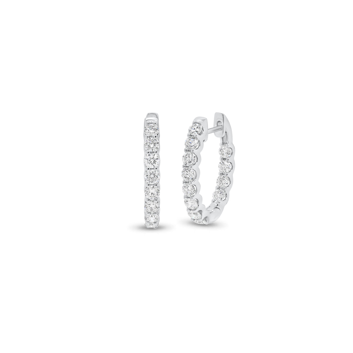 1ct Diamond Interior & Exterior Huggie Earrings - 18K gold weighing 2.83 grams  - 24 round diamonds weighing 1.05 carats