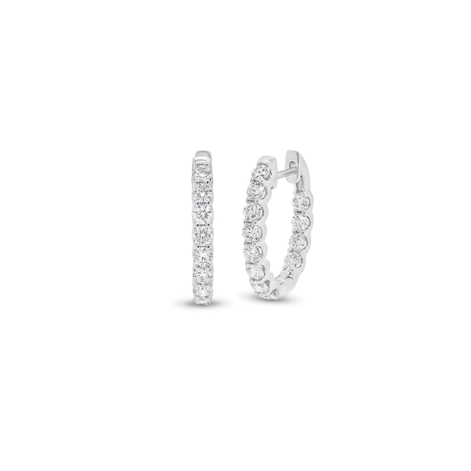 1ct Diamond Interior & Exterior Huggie Earrings - 18K gold weighing 2.83 grams  - 24 round diamonds weighing 1.05 carats