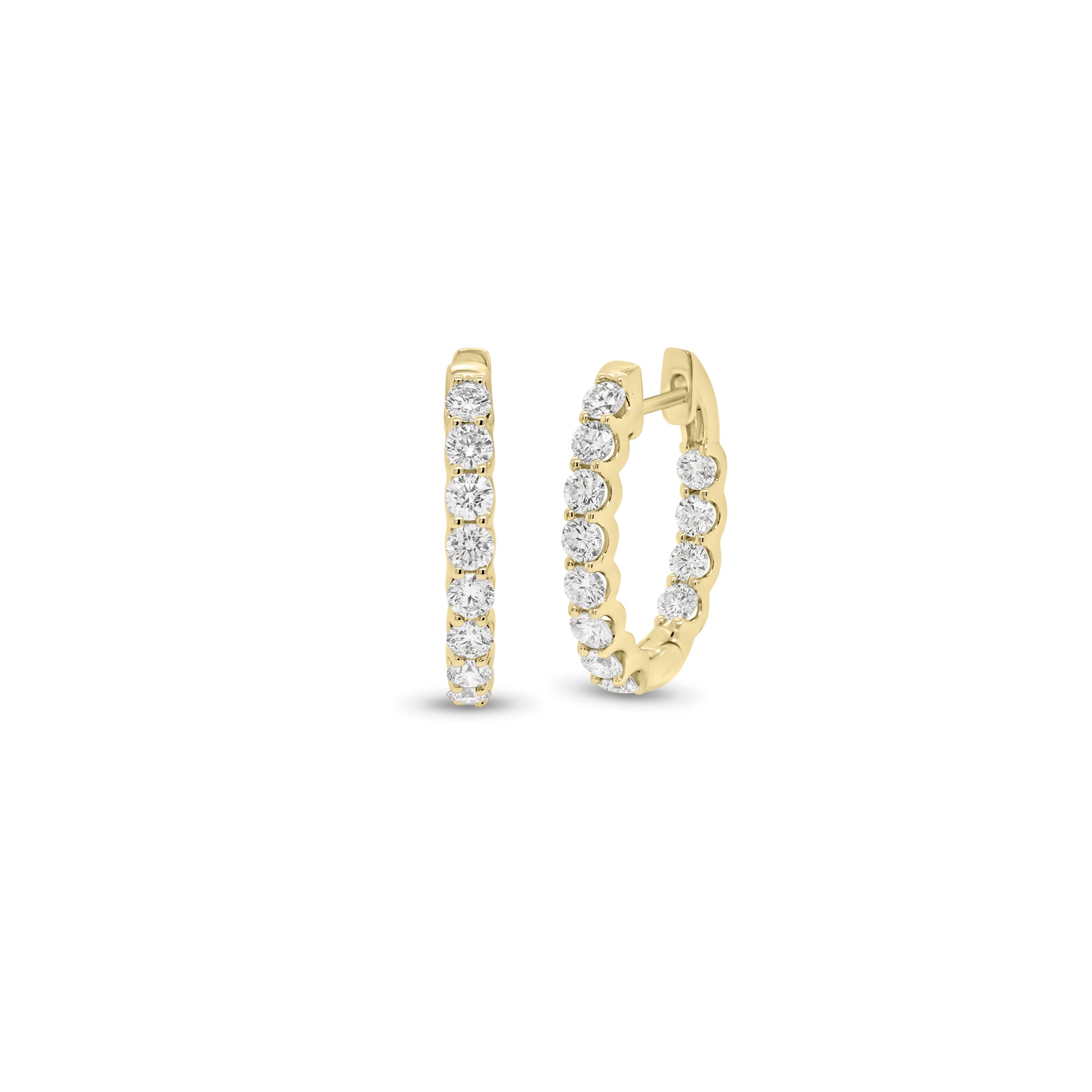 1ct Diamond Interior & Exterior Huggie Earrings - 18K gold weighing 2.83 grams  - 24 round diamonds weighing 1.05 carats