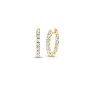 1ct Diamond Interior & Exterior Huggie Earrings - 18K gold weighing 2.83 grams - 24 round diamonds weighing 1.05 carats