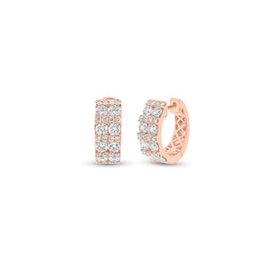 Diamond Pattern Huggie Earrings - 18K gold weighing 5.40 grams - 56 round diamonds weighing 1.71 carats