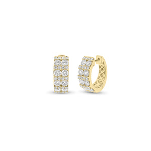 Diamond Pattern Huggie Earrings - 18K gold weighing 5.40 grams - 56 round diamonds weighing 1.71 carats