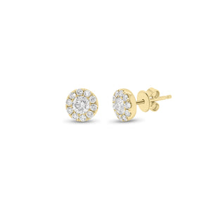 0.64 ct Diamond Halo Stud Earrings - 18K gold weighing 1.09 grams - 22 round diamonds weighing 0.64 carats
