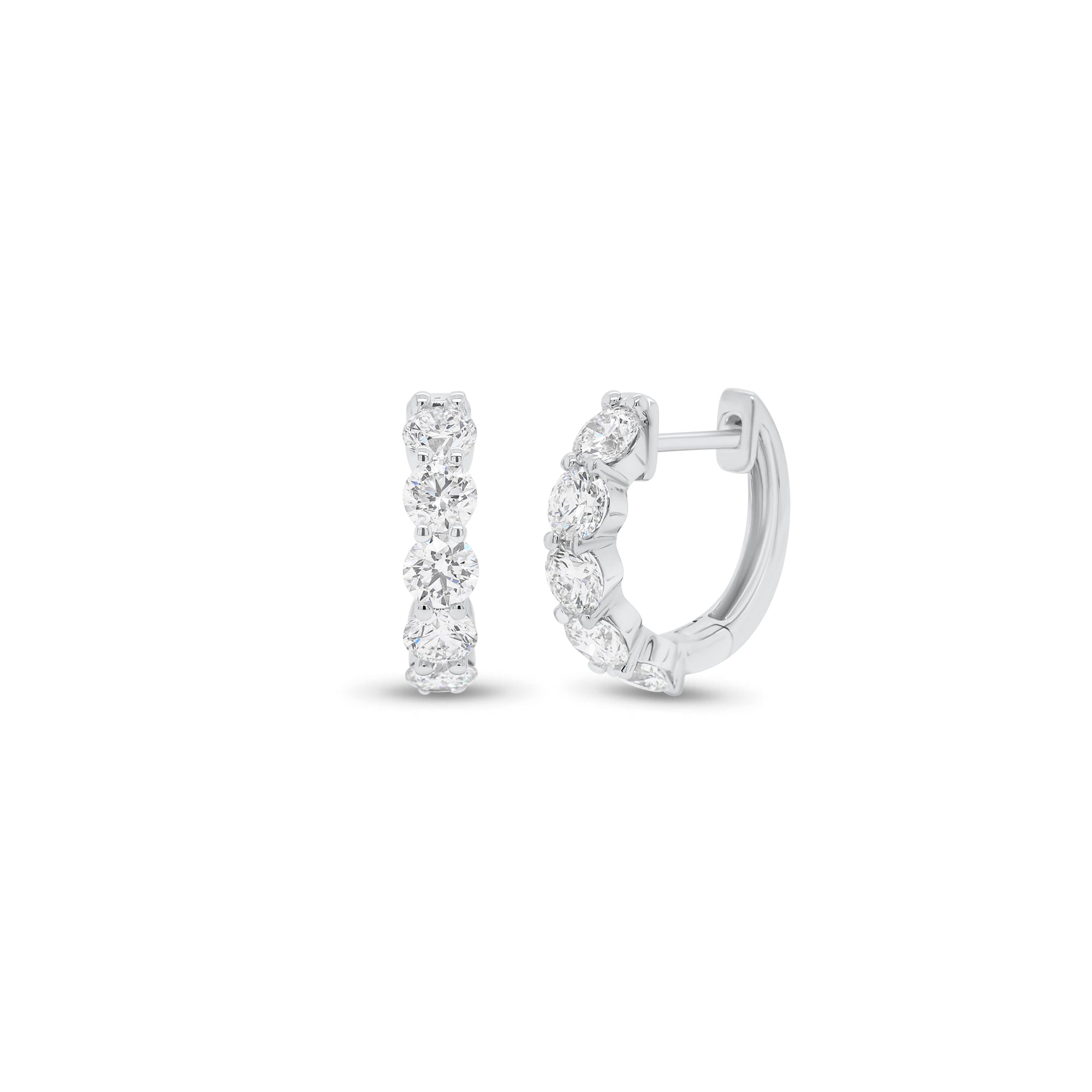 1.58 ct Diamond Huggie Earrings - 18K gold weighing 2.59 grams - 10 round diamonds weighing 1.58 carats