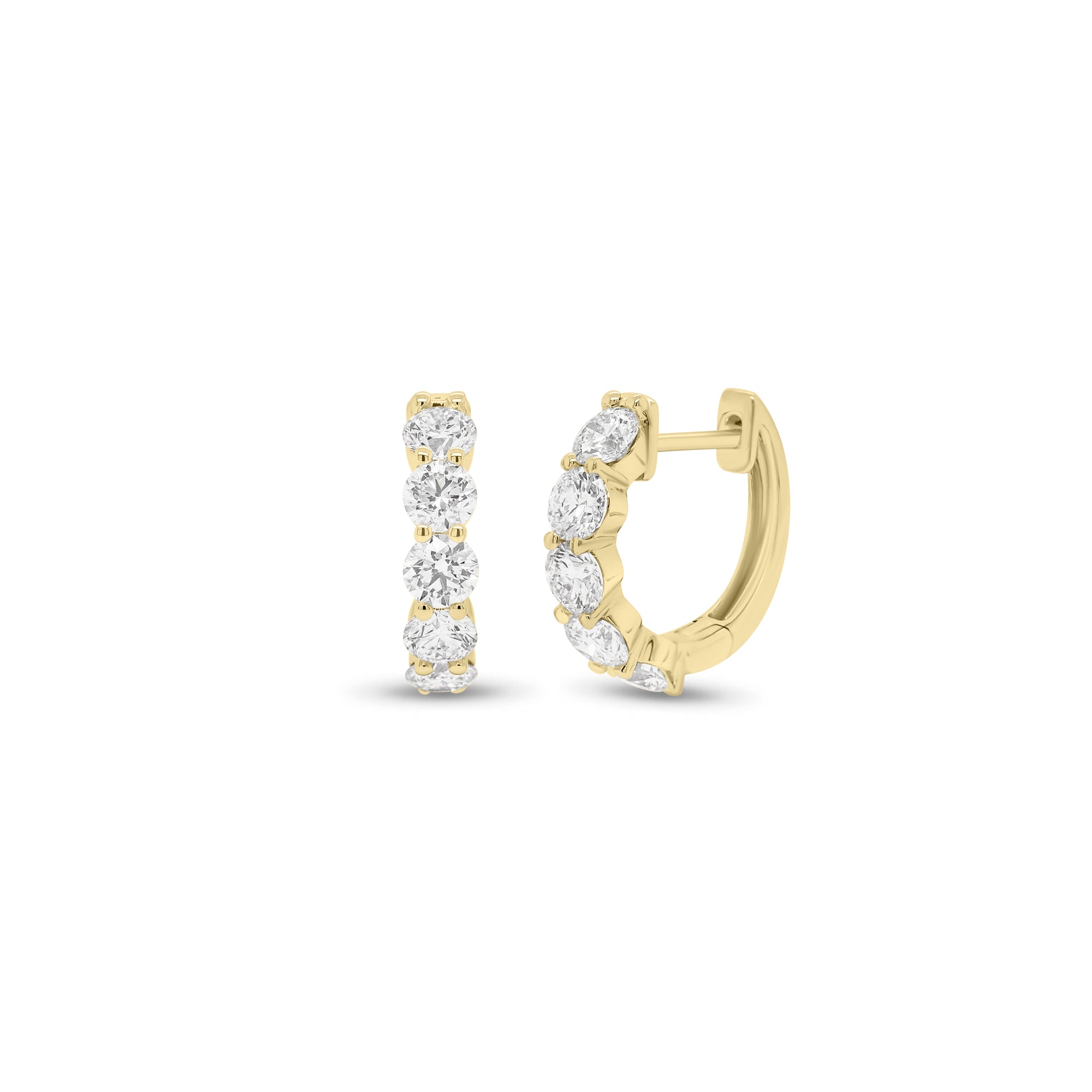 1.58 ct Diamond Huggie Earrings - 18K gold weighing 2.59 grams - 10 round diamonds weighing 1.58 carats