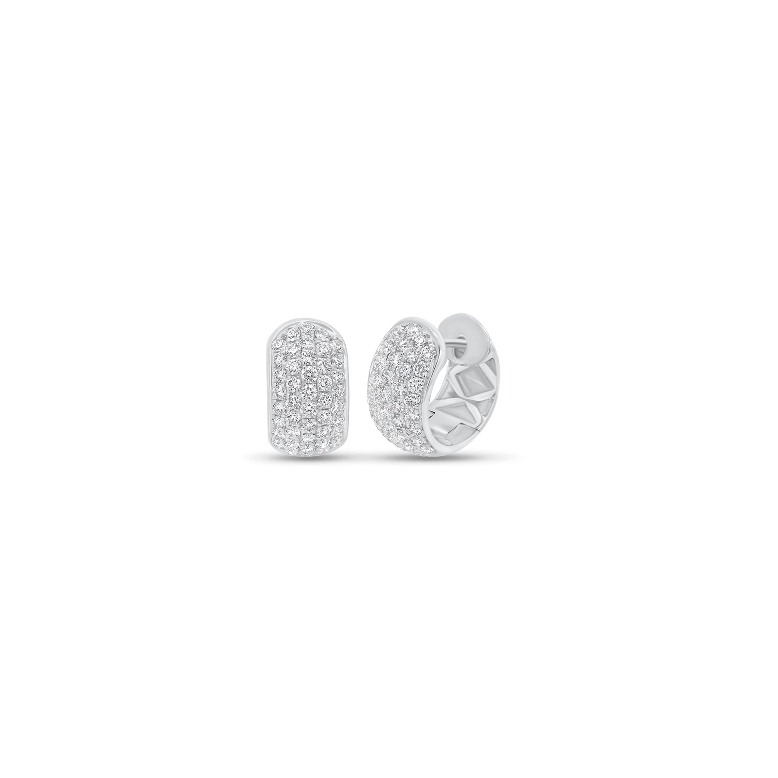 1.04 ct Diamond Chubby Huggie Earrings - 18K gold weighing 5.02 grams - 88 round diamonds weighing 1.04 carats