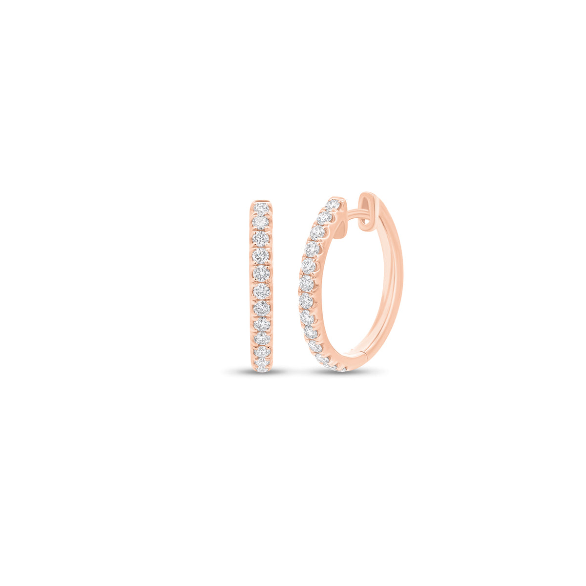 0.53 ct Diamond Hoop Earrings - 18K gold weighing 4.63 grams - 26 round diamonds weighing 0.53 carats