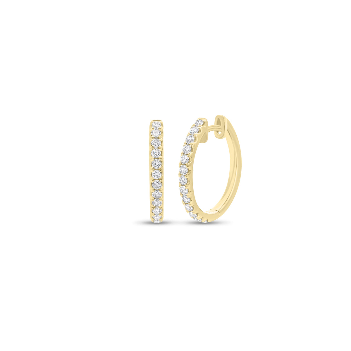 0.53 ct Diamond Hoop Earrings - 18K gold weighing 4.63 grams - 26 round diamonds weighing 0.53 carats