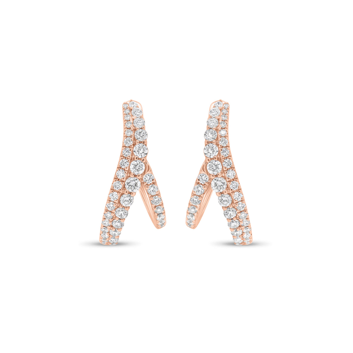 Diamond Branch Earrings - 18K gold weighing 4.68 grams - 76 round diamonds weighing 0.73 carats