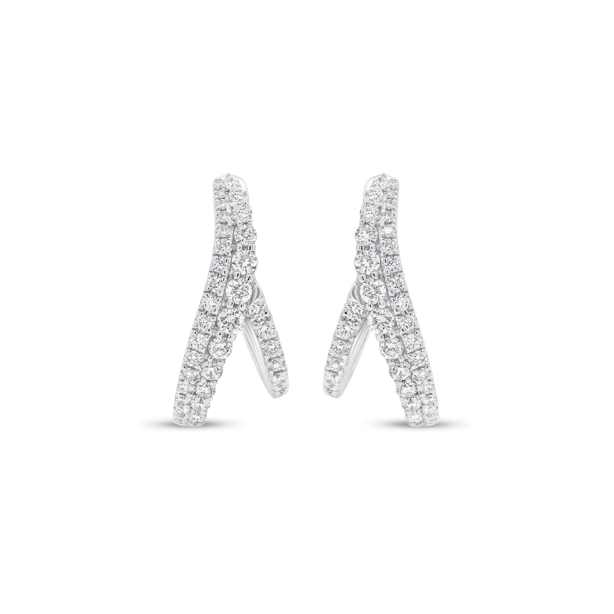 Diamond Branch Earrings - 18K gold weighing 4.68 grams  - 76 round diamonds weighing 0.73 carats