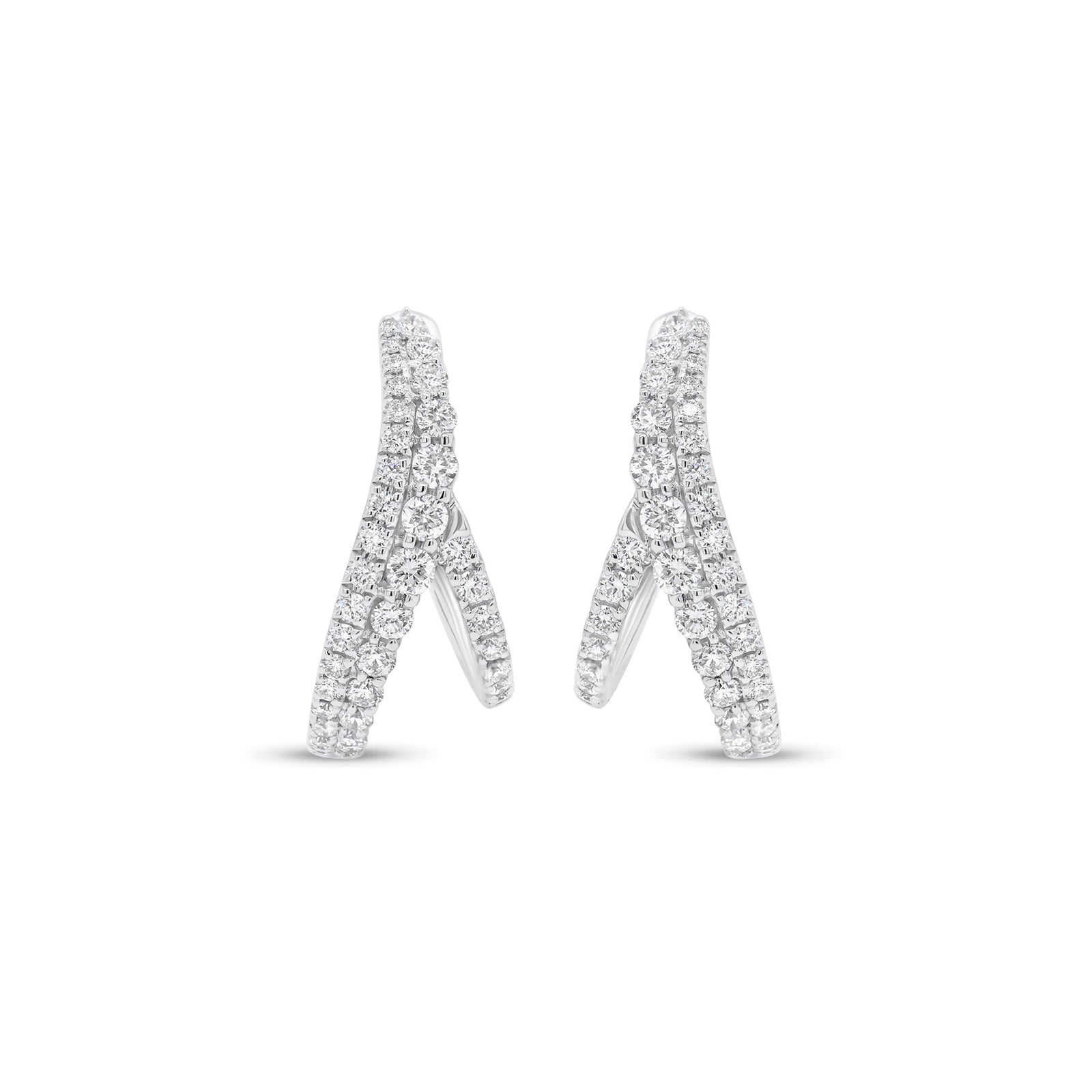 Diamond Branch Earrings - 18K gold weighing 4.68 grams  - 76 round diamonds weighing 0.73 carats