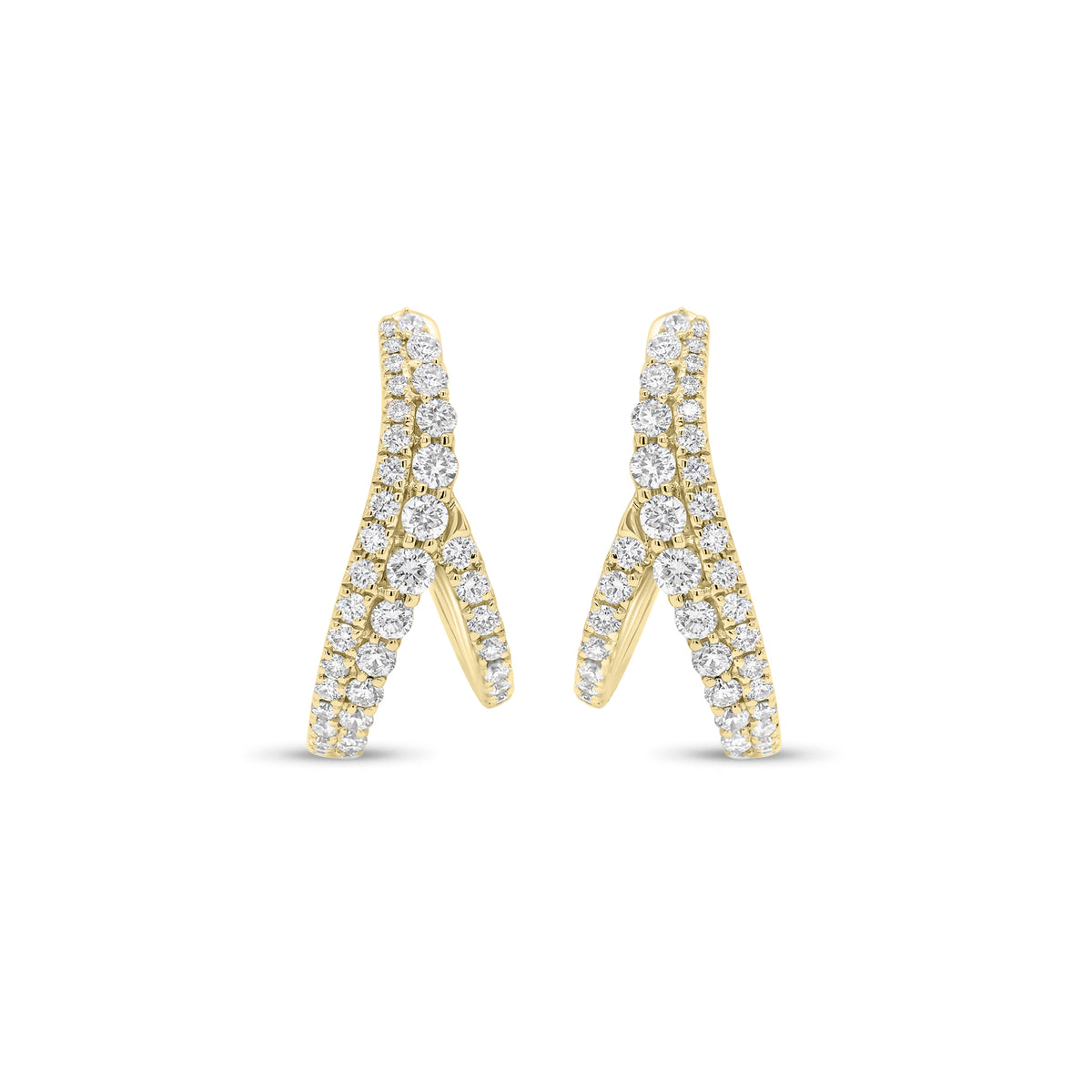 Diamond Branch Earrings - 18K gold weighing 4.68 grams - 76 round diamonds weighing 0.73 carats