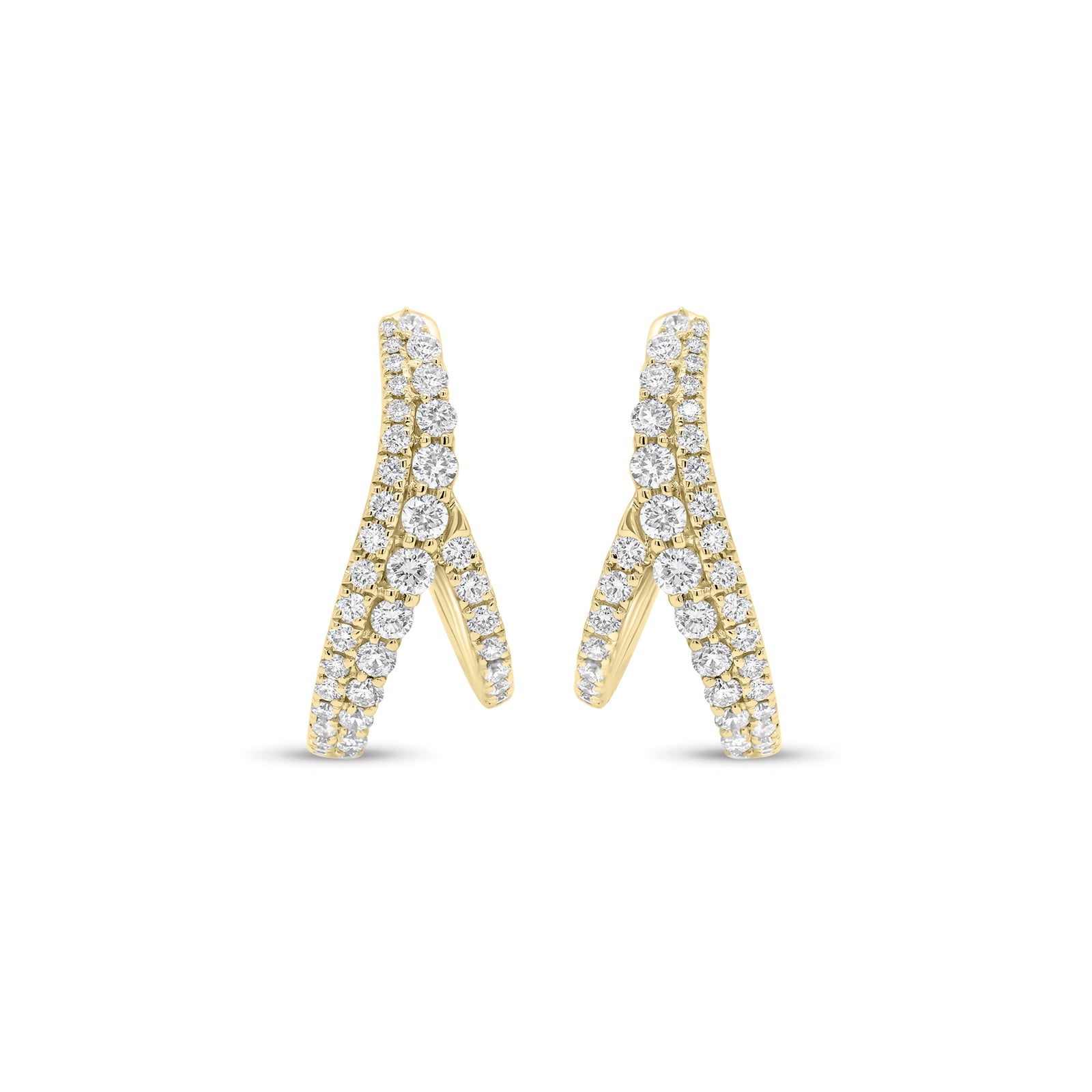 Diamond Branch Earrings - 18K gold weighing 4.68 grams  - 76 round diamonds weighing 0.73 carats