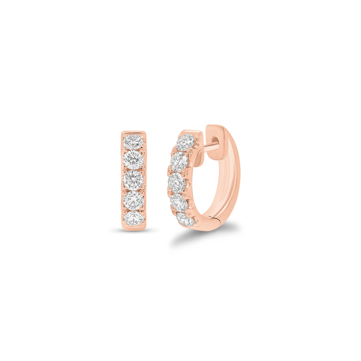 10-Stone Diamond Huggie Earrings - 18K gold weighing 5.52 grams - 10 round diamonds weighing 0.84 carats