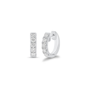 10-Stone Diamond Huggie Earrings - 18K gold weighing 5.52 grams  - 10 round diamonds weighing 0.84 carats