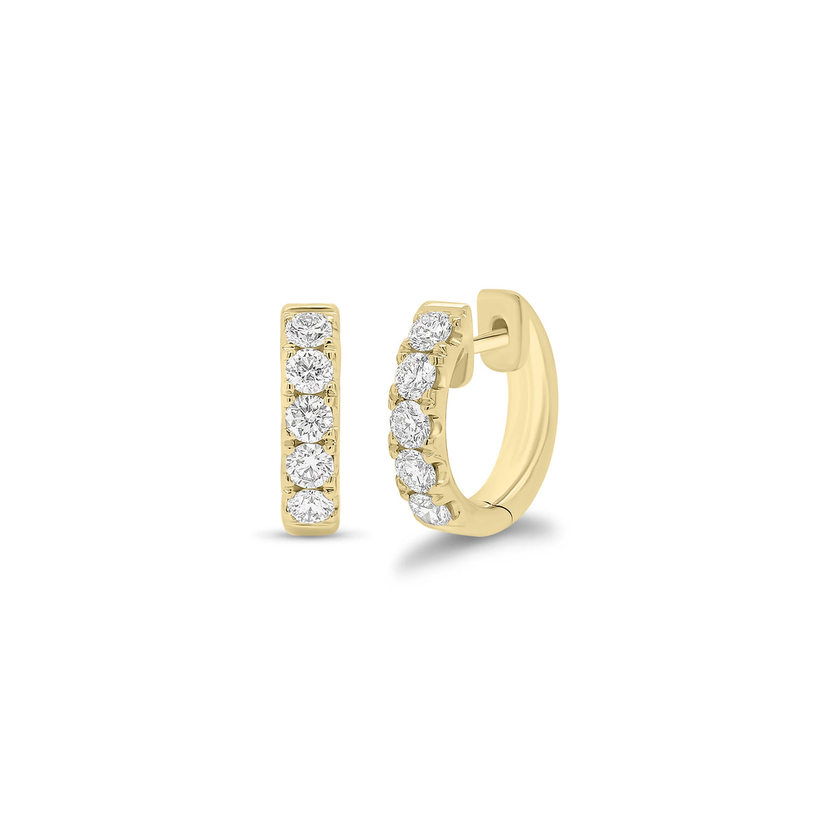 10-Stone Diamond Huggie Earrings - 18K gold weighing 5.52 grams - 10 round diamonds weighing 0.84 carats