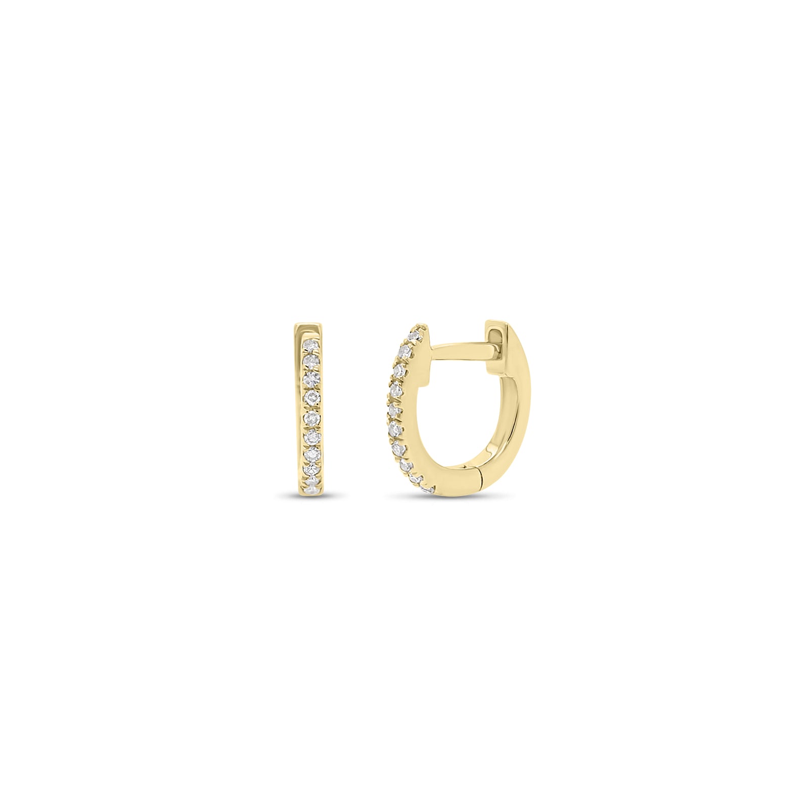 Diamond Petite Huggie Earrings - 14K gold weighing 0.85 grams  - 20 round diamonds weighing 0.05 carats