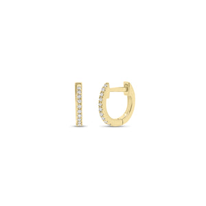 Diamond Petite Huggie Earrings - 14K gold weighing 0.85 grams  - 20 round diamonds weighing 0.05 carats