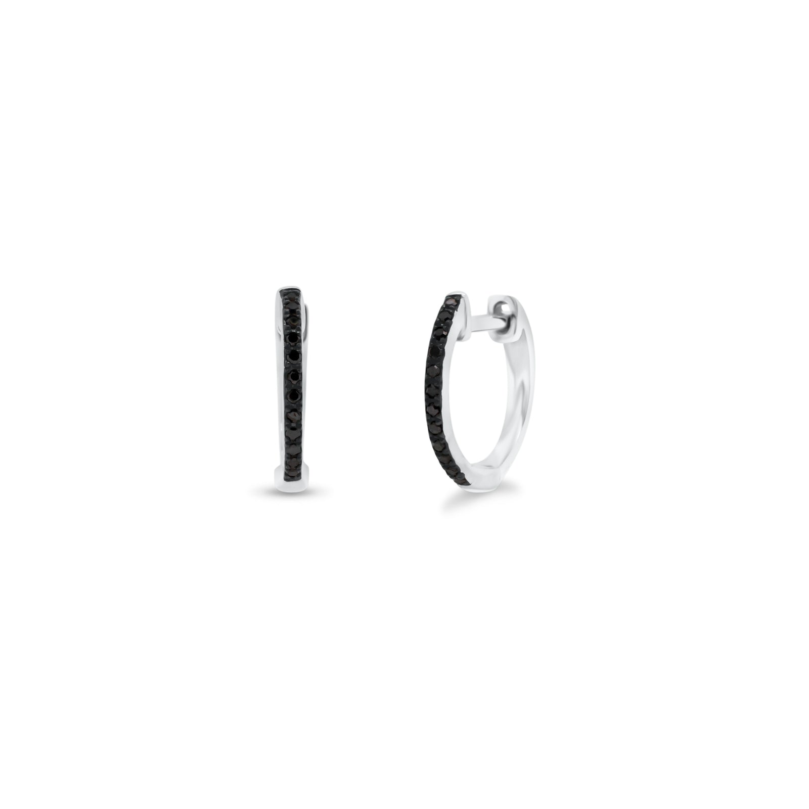 Black Diamond Huggie Earrings - 14K gold weighing 1.18 grams  - 24 black diamonds weighing 0.08 carats