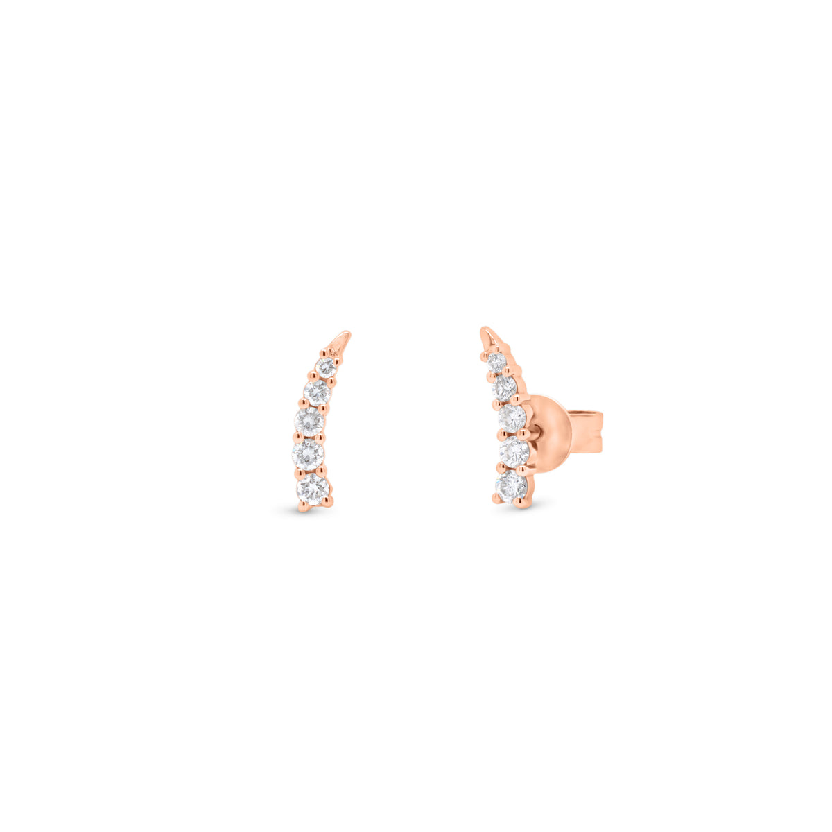 Diamond Horn Stud Earrings - 14K gold weighing 1.0 grams - 10 round diamonds weighing 0.18 carats