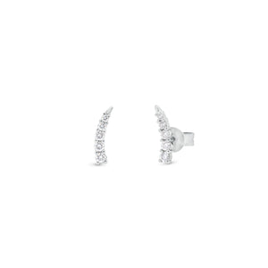 Diamond Horn Stud Earrings - 14K gold weighing 1.0 grams  - 10 round diamonds weighing 0.18 carats