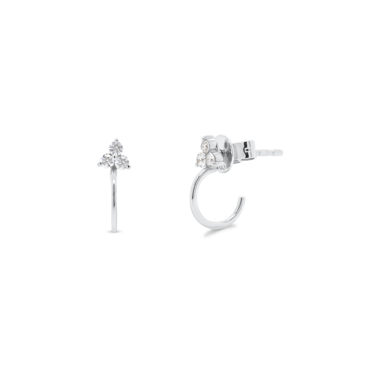 Diamond Trio Stud & Huggie Earrings - 14K gold weighing 1.21 grams - 6 round diamonds weighing 0.16 carats