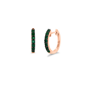 Emerald Huggie Earrings - 14K gold weighing 1.97 grams - 14 emeralds weighing 0.37 carats