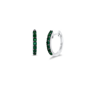 Emerald Huggie Earrings - 14K gold weighing 1.97 grams - 14 emeralds weighing 0.37 carats