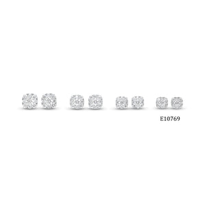 Diamond Cushion Stud Earrings - 14k gold weighing 1.48 grams - 18 round diamonds with 0.33 total carat weight
