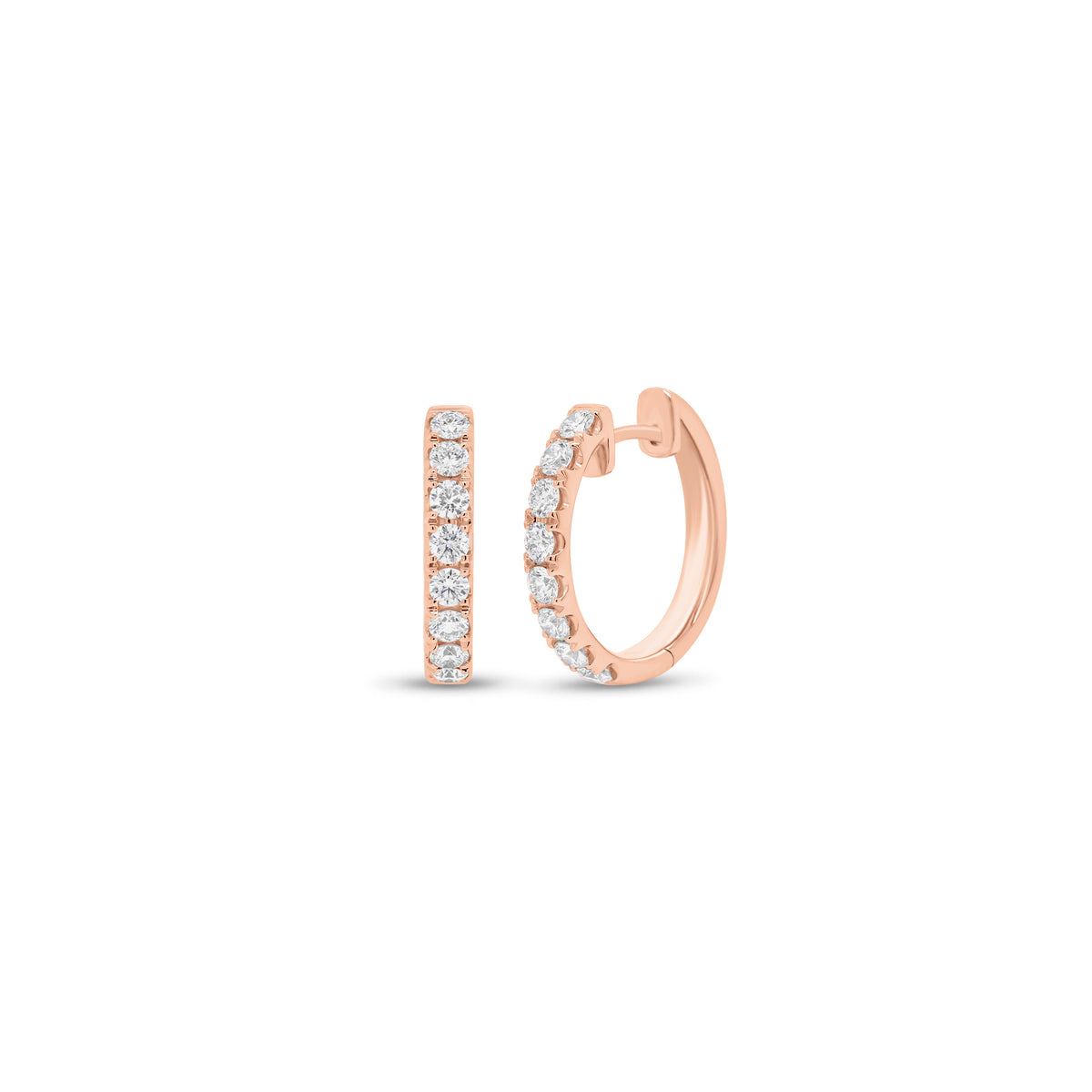 1.12 ct Diamond Huggie Earrings - 18K gold weighing 7.17 grams - 16 round diamonds weighing 1.12 carats