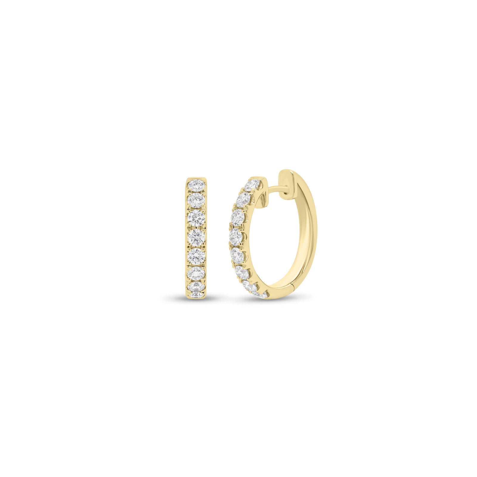 1.12 ct Diamond Huggie Earrings - 18K gold weighing 7.17 grams  - 16 round diamonds weighing 1.12 carats