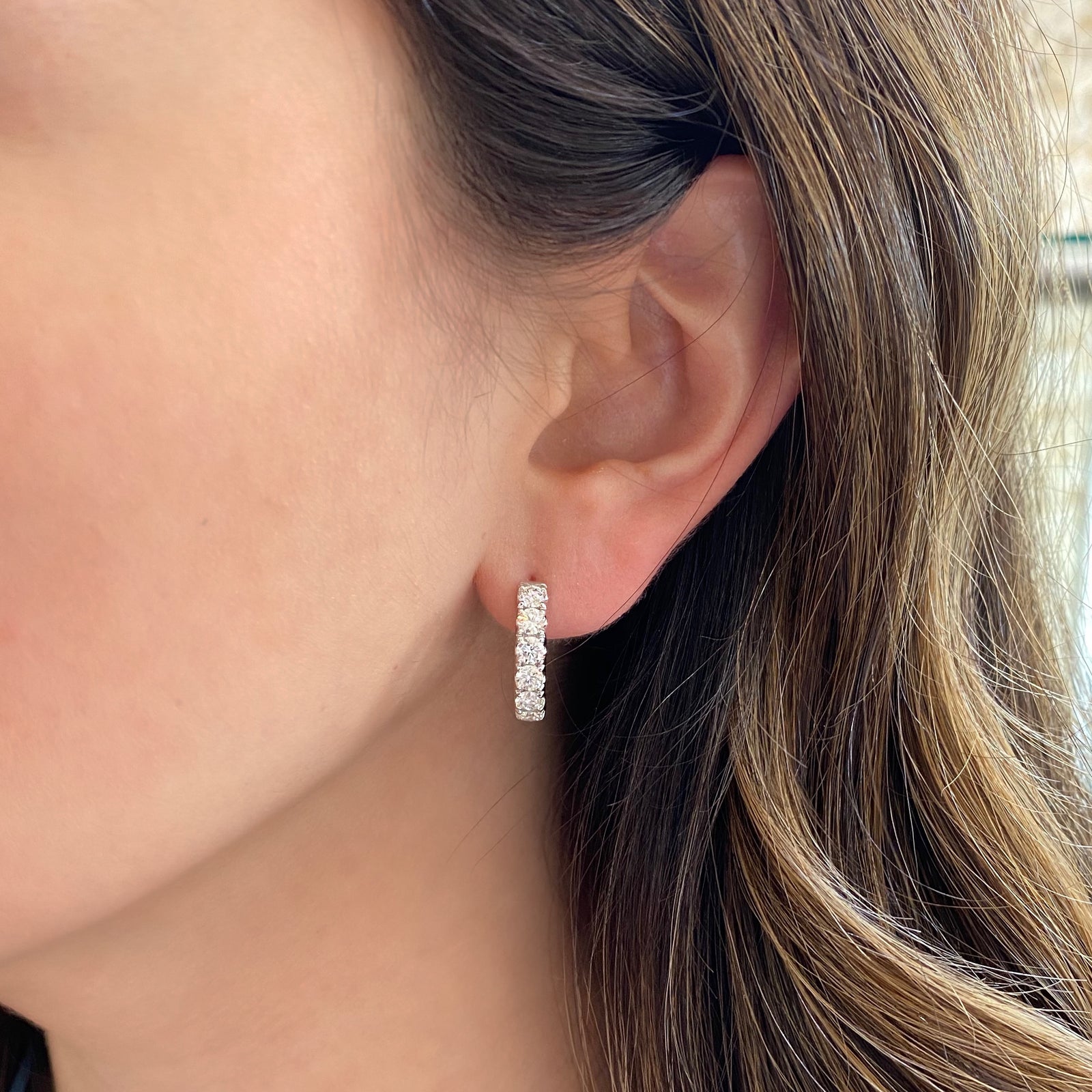 1.63 ct Diamond Huggie Earrings - 14K gold weighing 7.35 grams   - 12 round diamonds weighing 1.63 carats 