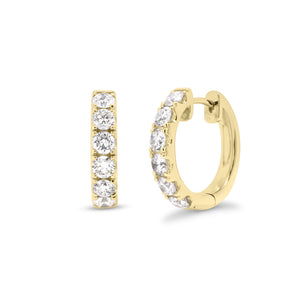 1.63 ct Diamond Huggie Earrings - 14K gold weighing 7.35 grams - 12 round diamonds weighing 1.63 carats